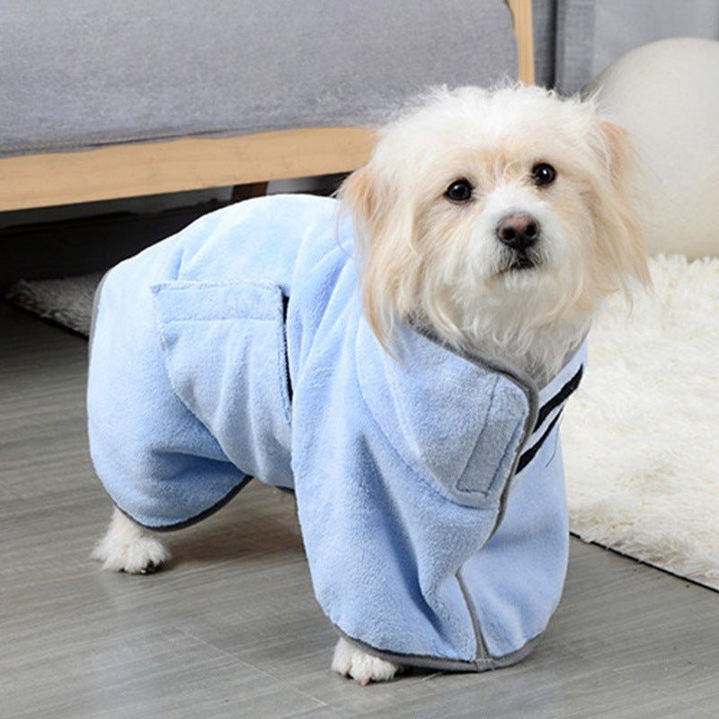 Microfiber Pet Bathrobe Towel Adjustable Soft Absorbent Grooming Coat