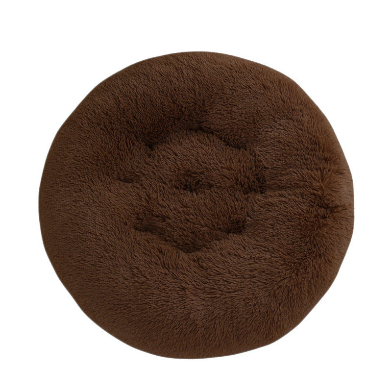 Round Plush Pet Bed Warm Comfortable Sleeping Mat House