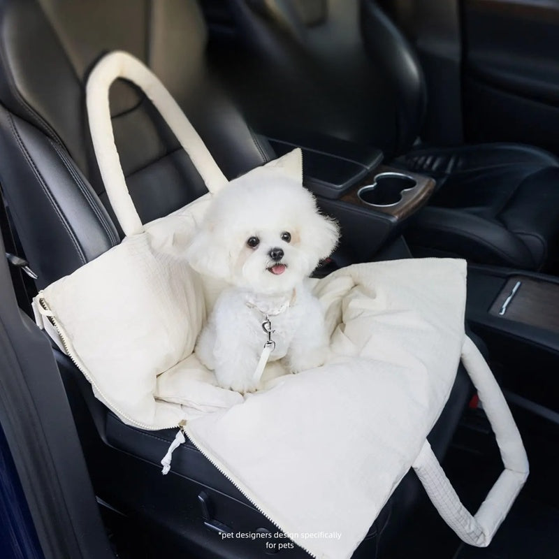 Portable Pet Car Seat Carrier With Safety Leash And Adjustable Support