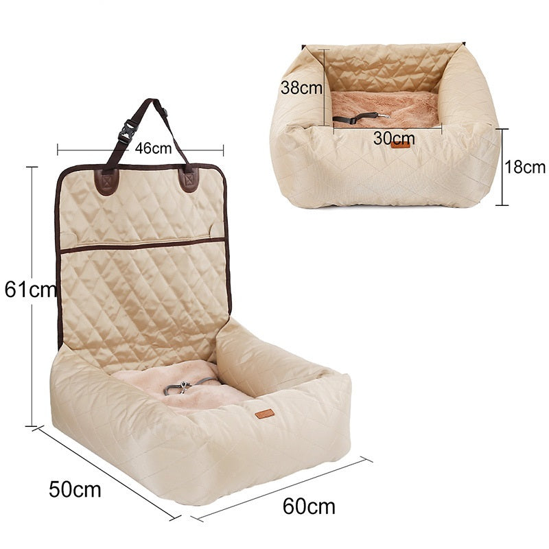 Pet 2 In 1 Folding Car Seat Pad And Travel Bed