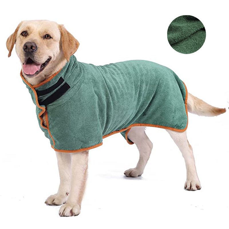 Microfiber Pet Bathrobe Towel Adjustable Soft Absorbent Grooming Coat
