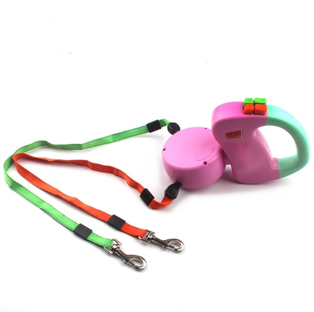Retractable Dual Pet Walking Leash Durable Control Lead