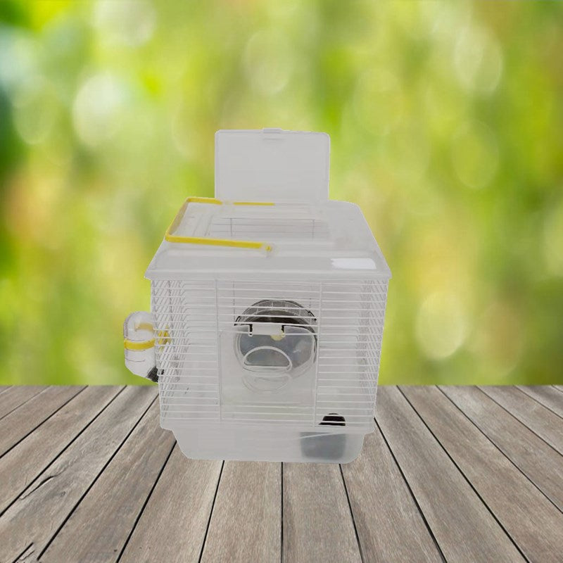 Portable Single Layer Pet Cage With Transparent Plastic Cover