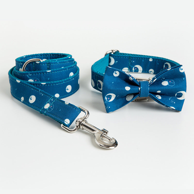 Pet Collar Leash And Bow Set For Outdoor Use