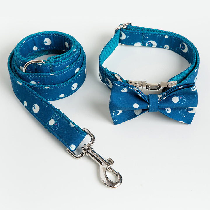 Pet Collar Leash And Bow Set For Outdoor Use
