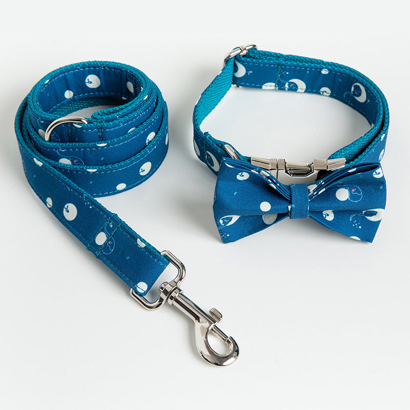 Pet Collar Leash And Bow Set For Outdoor Use