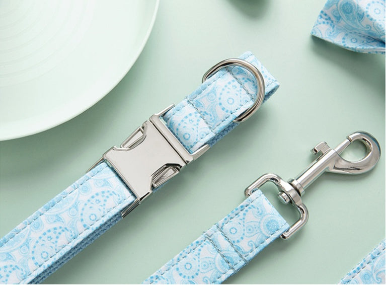 Pet Paisley Collar Leash Set With Bow Design