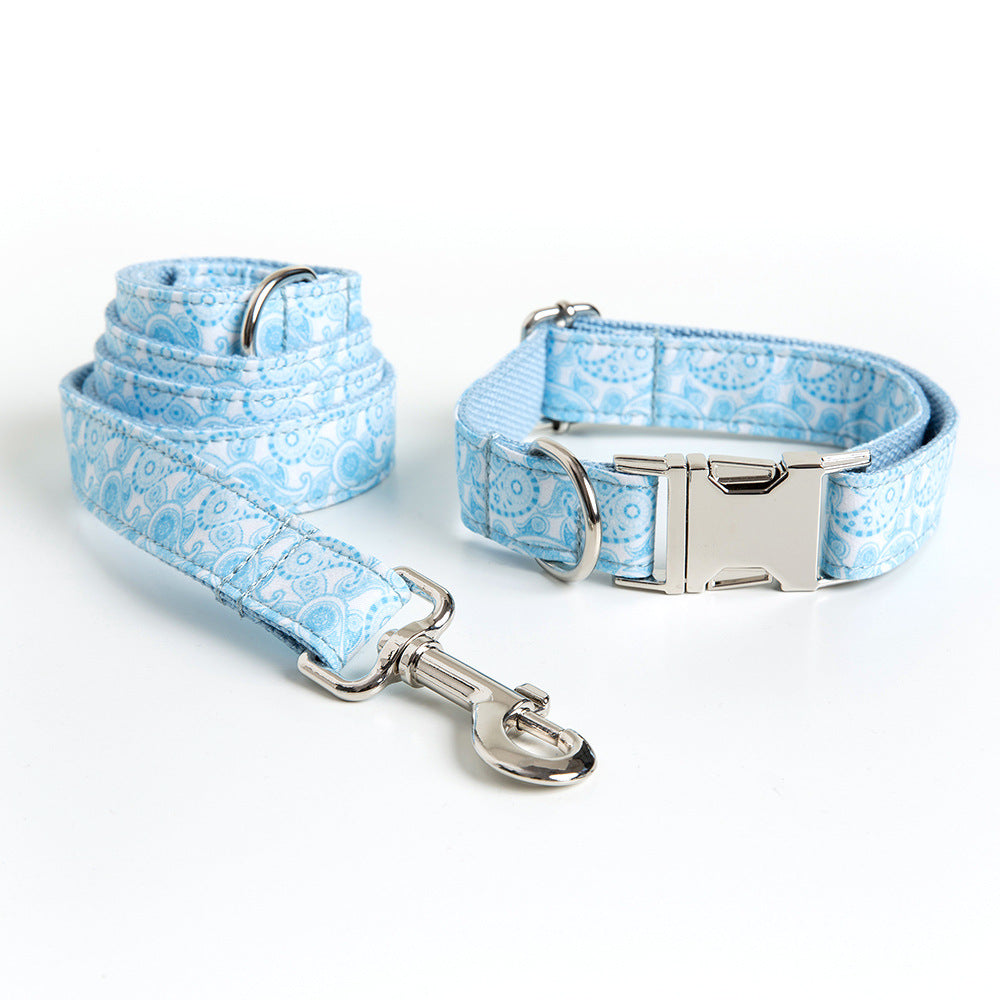 Pet Paisley Collar Leash Set With Bow Design
