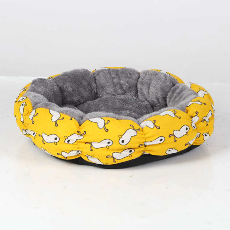 Calming Round Fluffy Pet Bed Donut Style Comfortable Cushion