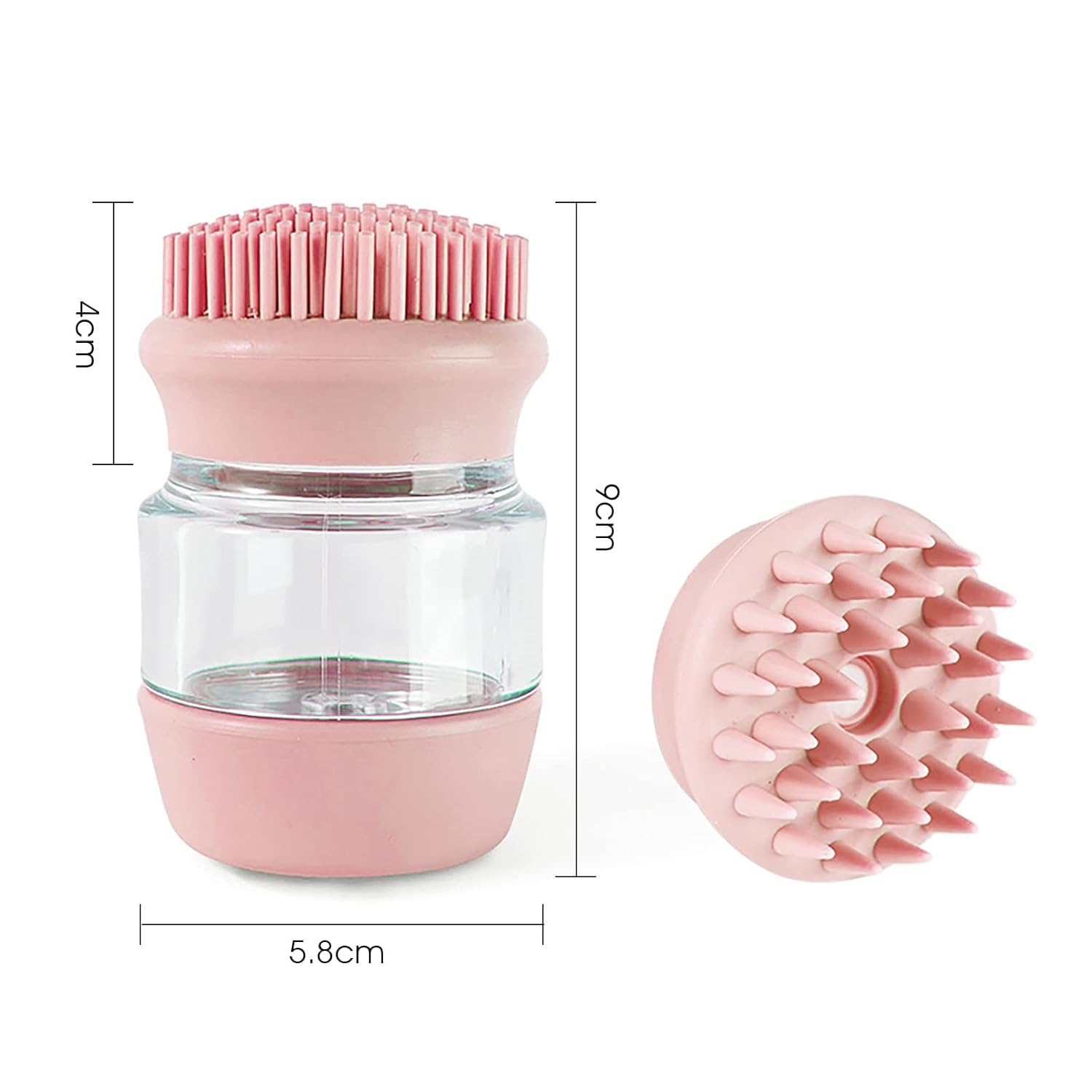 Silicone Pet Bath Brush With Shampoo Dispenser And Double Head