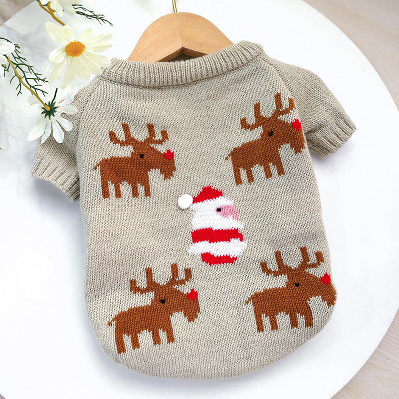 Pet Christmas Sweater Warm Winter Festive Clothing Outfit