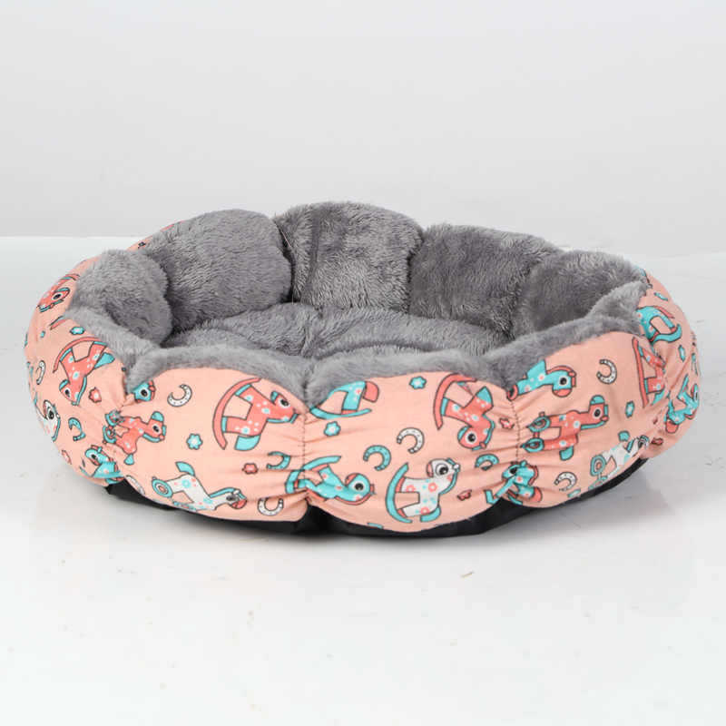 Calming Round Fluffy Pet Bed Donut Style Comfortable Cushion