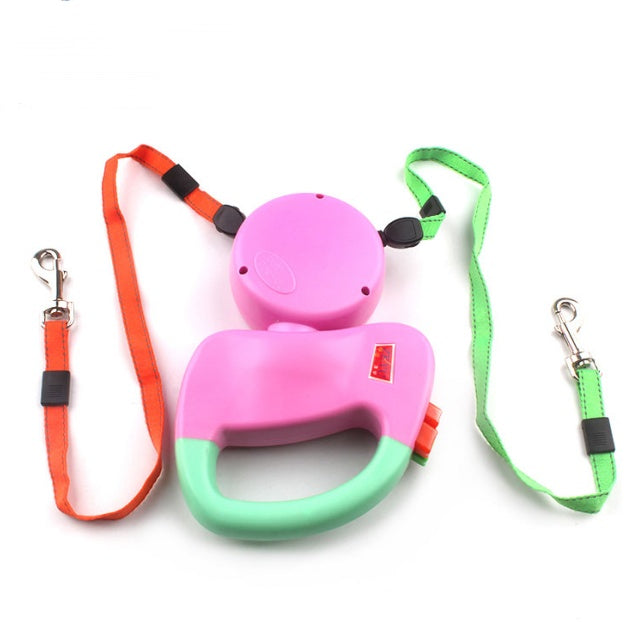 Retractable Dual Pet Walking Leash Durable Control Lead
