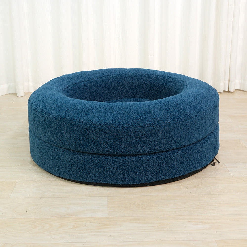 Solid Color Round Pet Bed Comfortable Household Nest