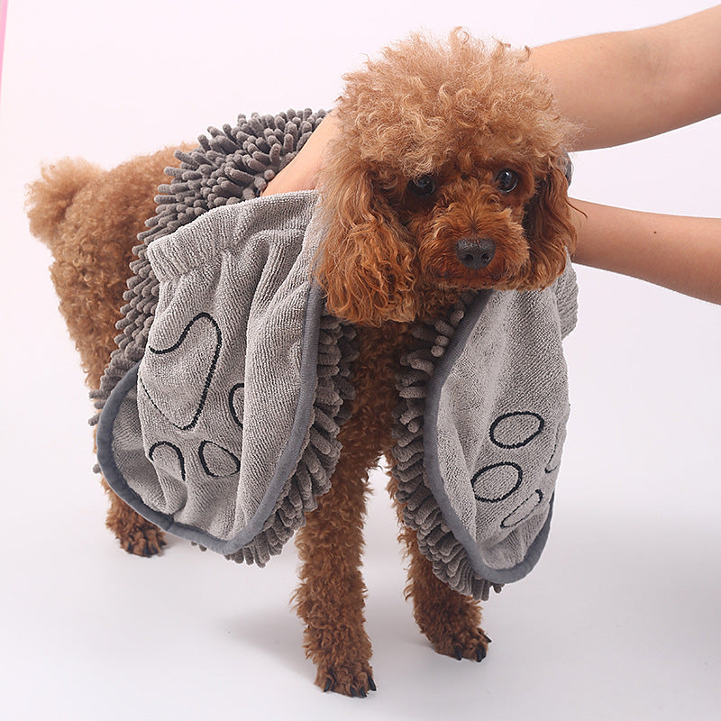 Chenille Pet Bath Towel Soft Absorbent Quick Drying