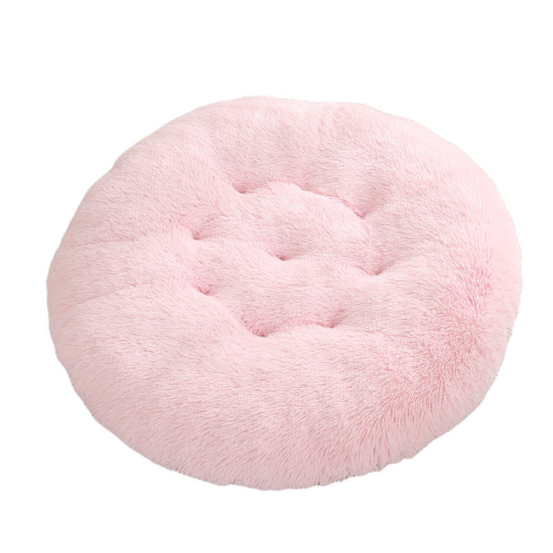 Round Plush Pet Bed Warm Comfortable Sleeping Mat House