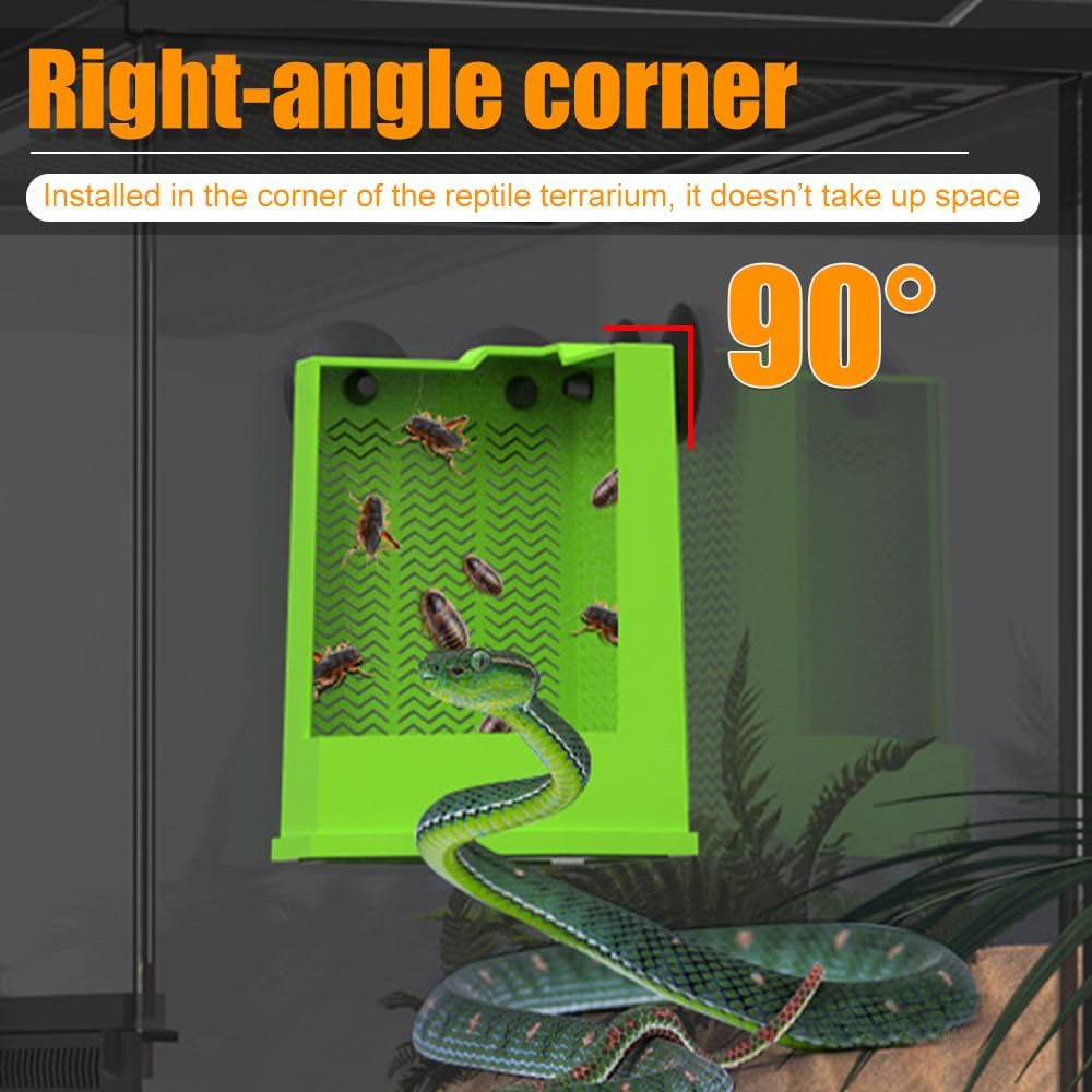 Wall Mounted Reptile Feeder Box With Suction Cups For Pet Feeding