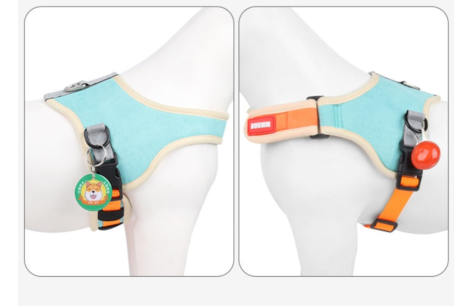 Pet Suede Harness Leash Set For Walking