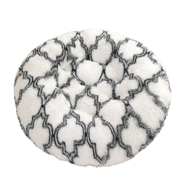 Round Plush Pet Bed Warm Comfortable Sleeping Mat House