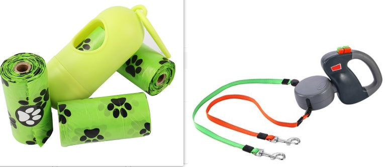 Retractable Dual Pet Walking Leash Durable Control Lead