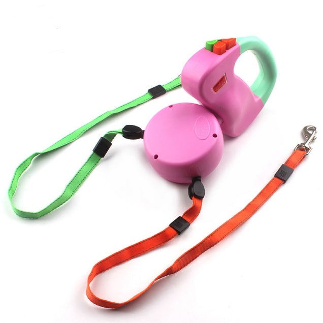Retractable Dual Pet Walking Leash Durable Control Lead