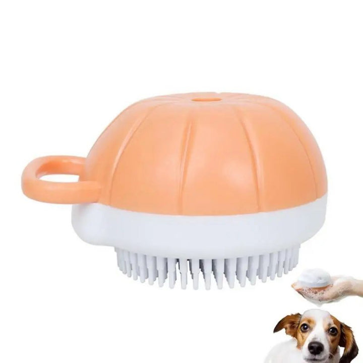Silicone Pet Bath Brush With Shampoo Dispenser Grooming Tool