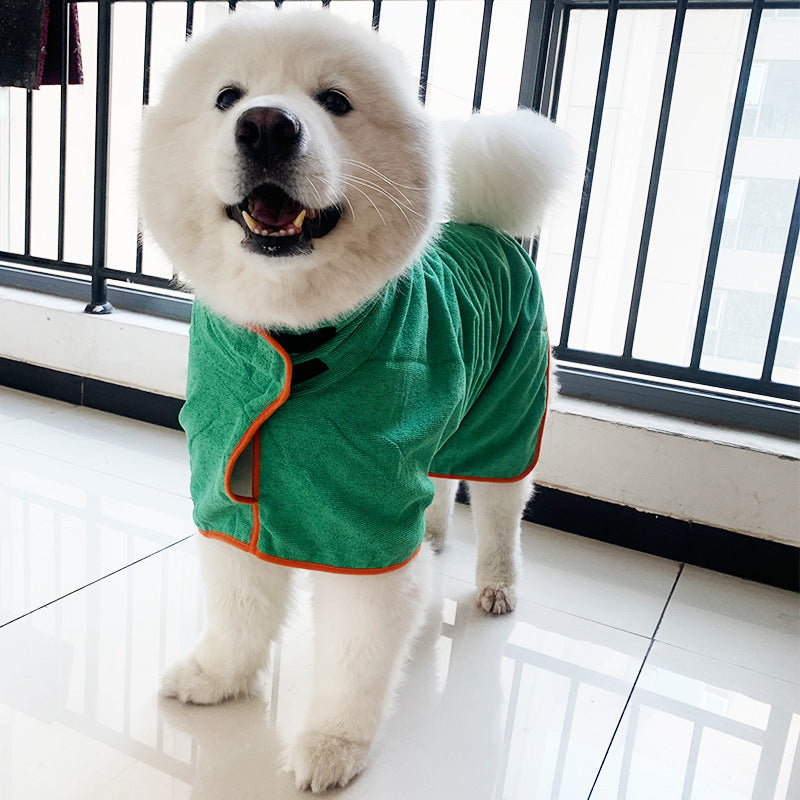 Microfiber Pet Bathrobe Towel Adjustable Soft Absorbent Grooming Coat