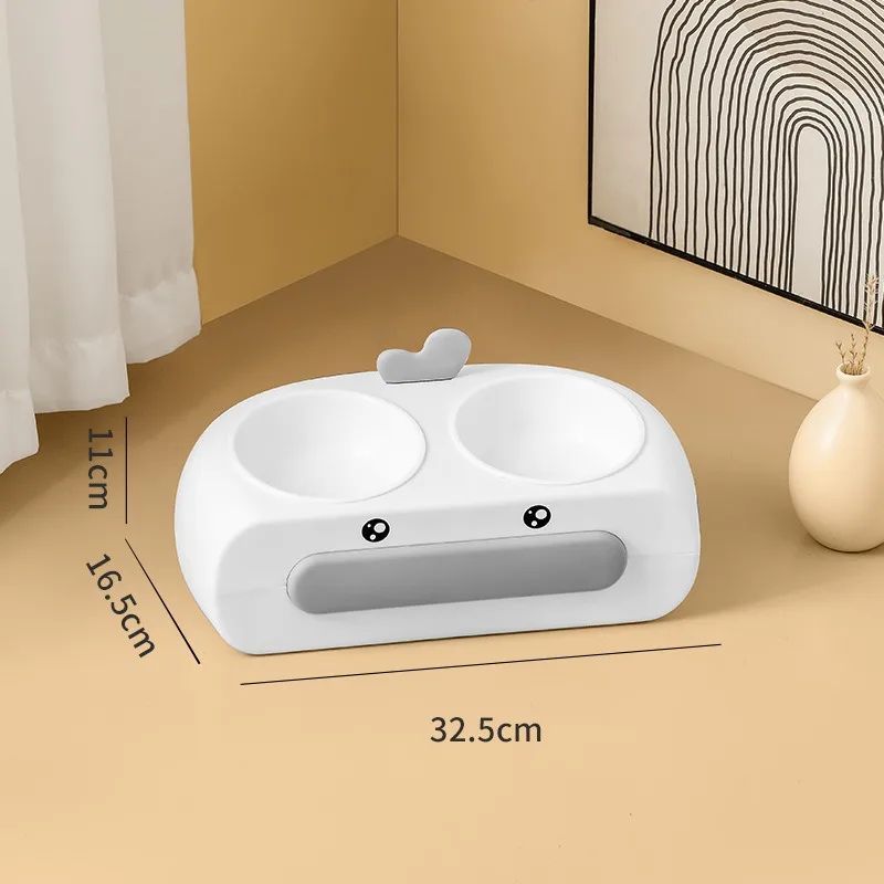 Duck Design Pet Double Bowl Food Water Feeder Tray