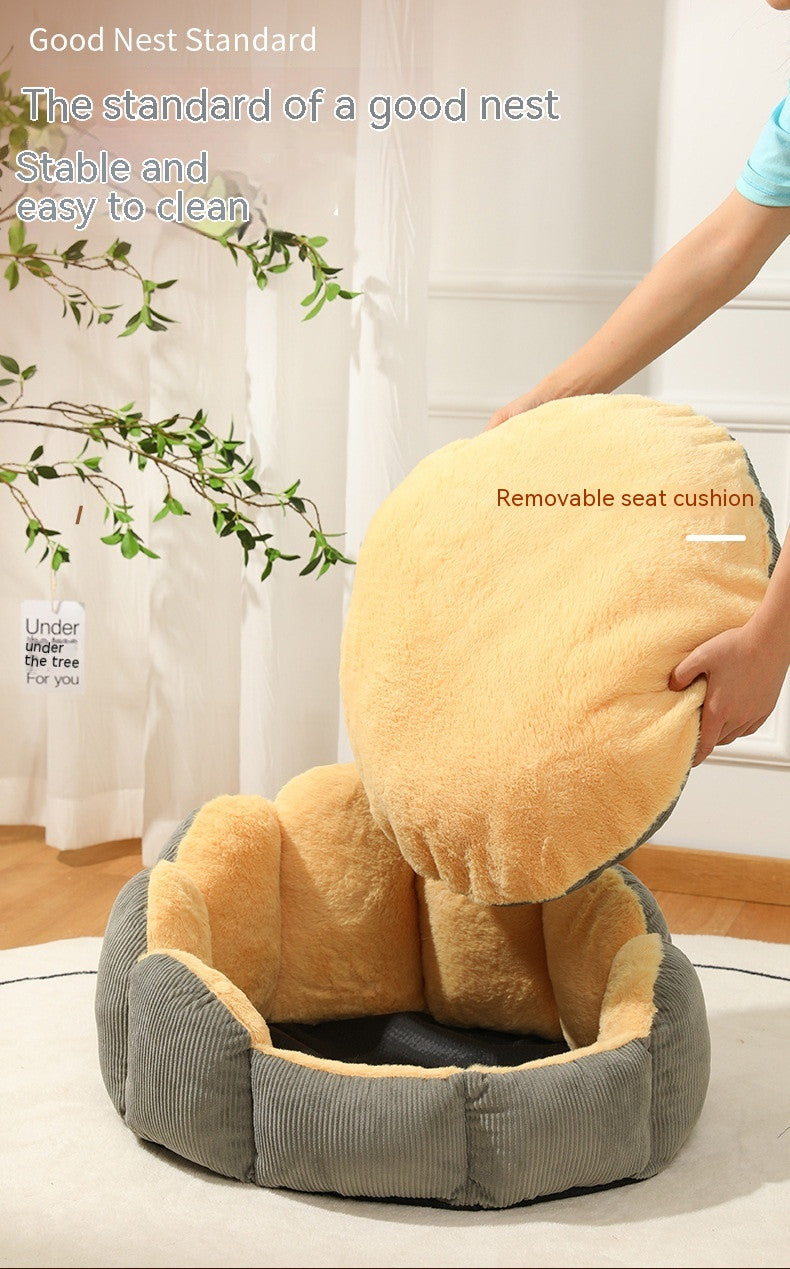 Plush Thickened Pet Bed Removable Washable Shell Kennel