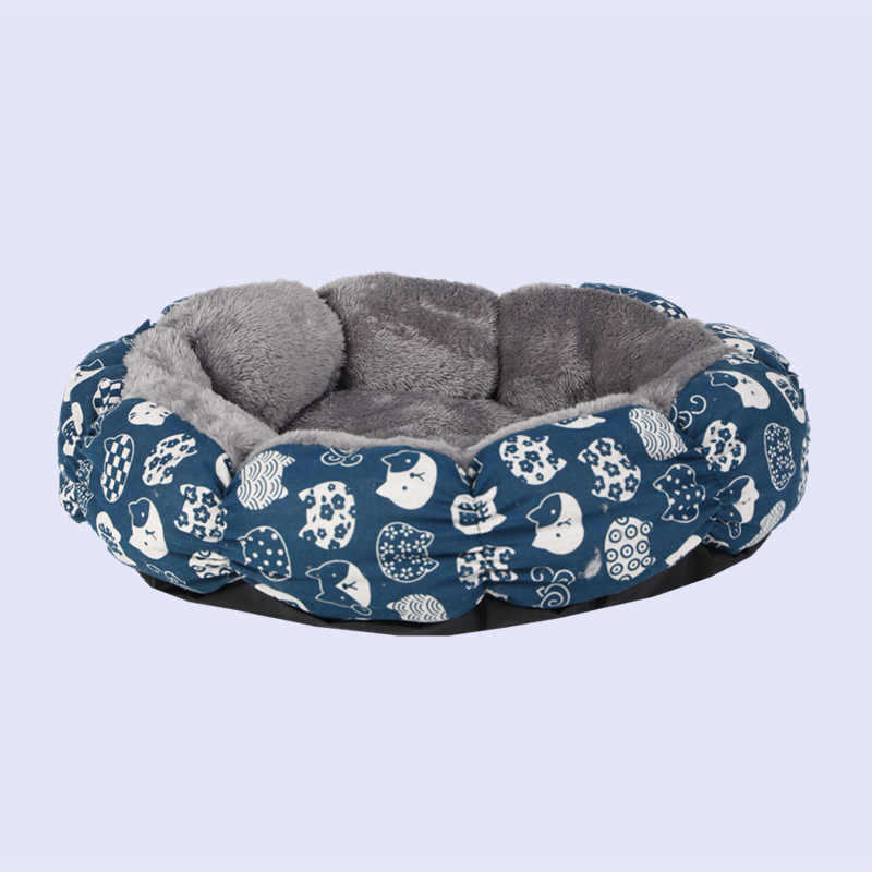 Calming Round Fluffy Pet Bed Donut Style Comfortable Cushion