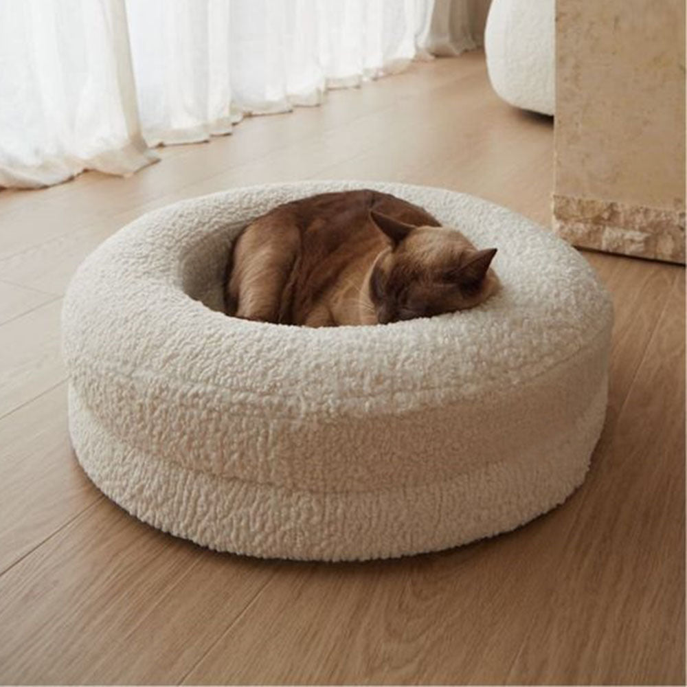 Solid Color Round Pet Bed Comfortable Household Nest