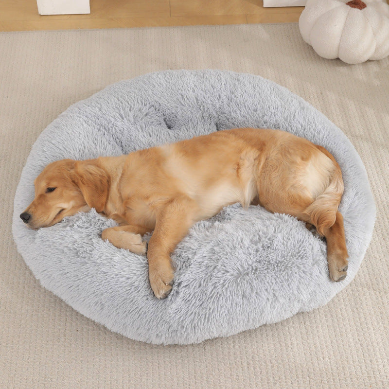 Round Plush Pet Bed Warm Comfortable Sleeping Mat House