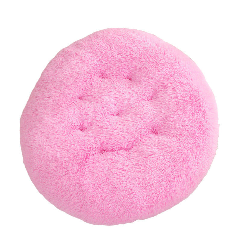 Round Plush Pet Bed Warm Comfortable Sleeping Mat House