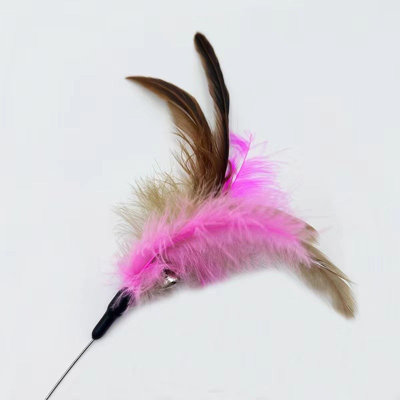 Adjustable Pet Teasing Wand Collar Toy With Bell And Feather