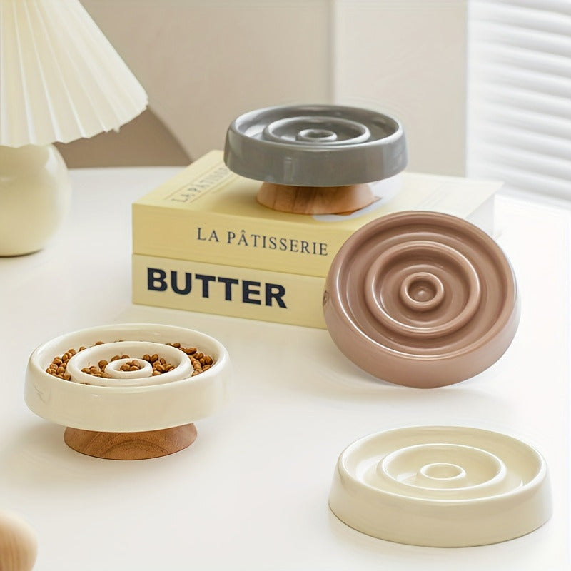 Ceramic Slow Feeder Bowl Anti Gulping Pet Puzzle Food Dish