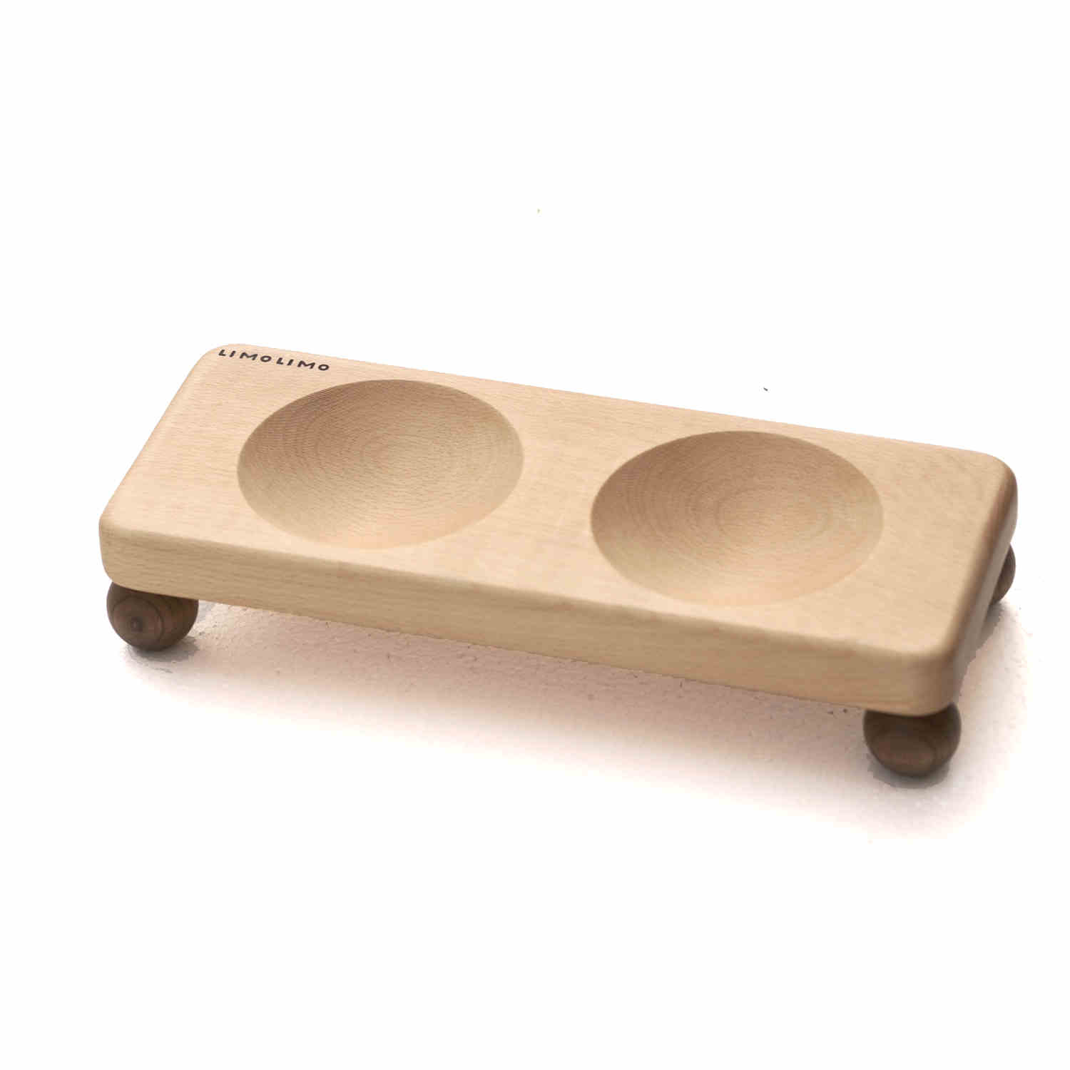Solid Wood Ceramic Pet Feeding Bowl Stand Dish