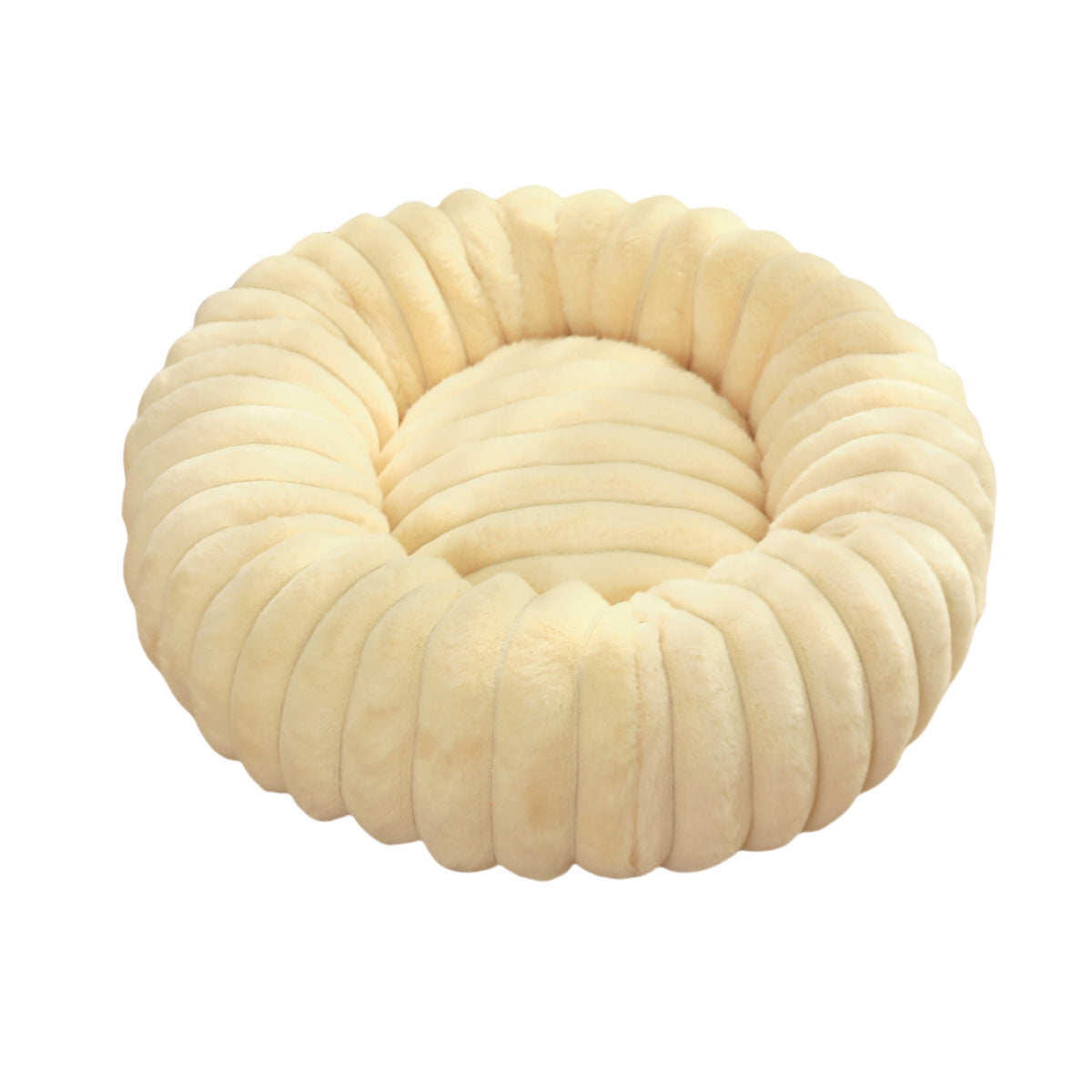 Round Plush Pet Bed Thick Warm Long Hair Cushion