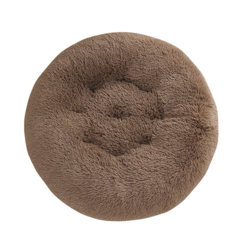 Round Plush Pet Bed Warm Comfortable Sleeping Mat House