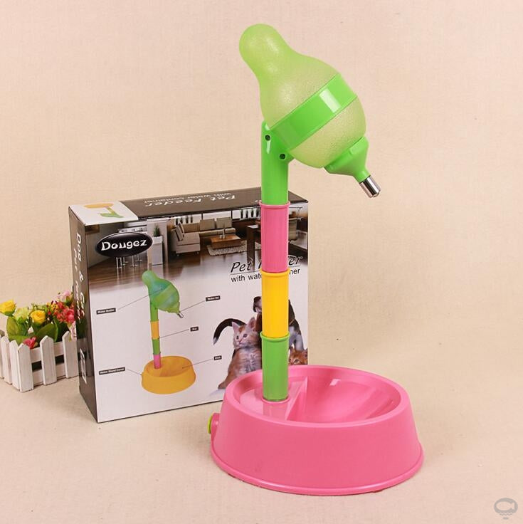 Adjustable Height Pet Water Dispenser Bowl Fountain Feeder