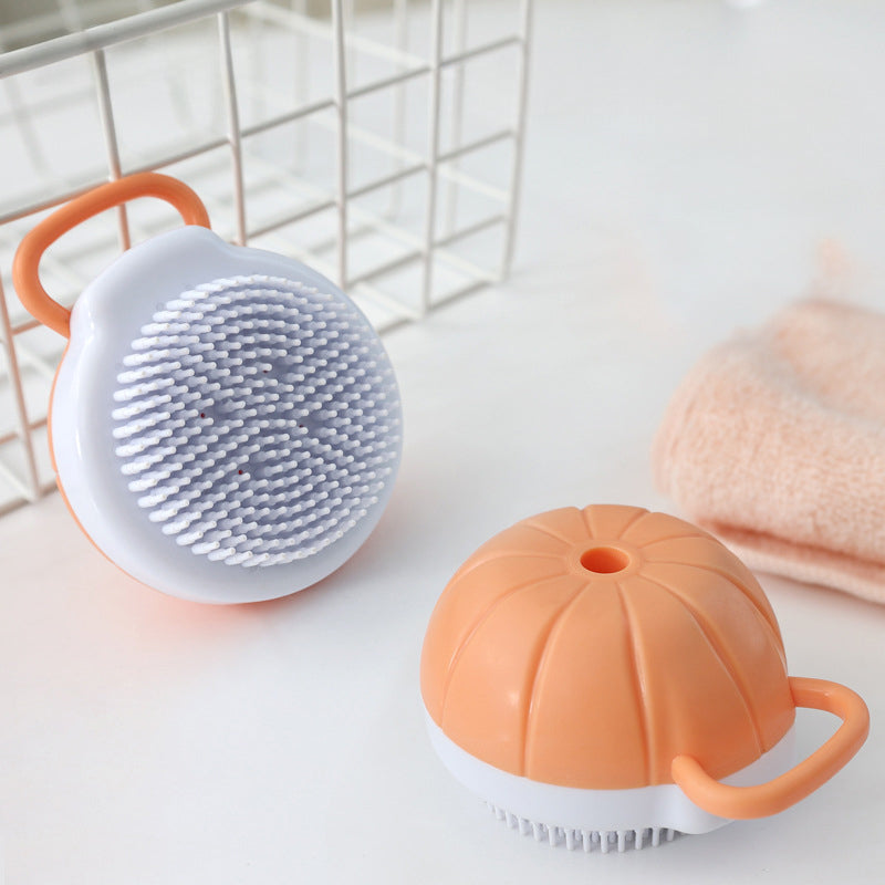 Silicone Pet Bath Brush With Shampoo Dispenser Grooming Tool