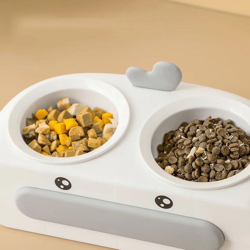 Duck Design Pet Double Bowl Food Water Feeder Tray