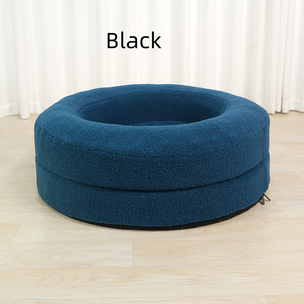 Solid Color Round Pet Bed Comfortable Household Nest