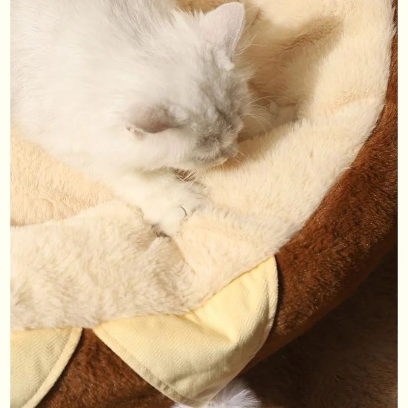 Round Plush Pet Bed Soft Warm Deep Sleep Cushion