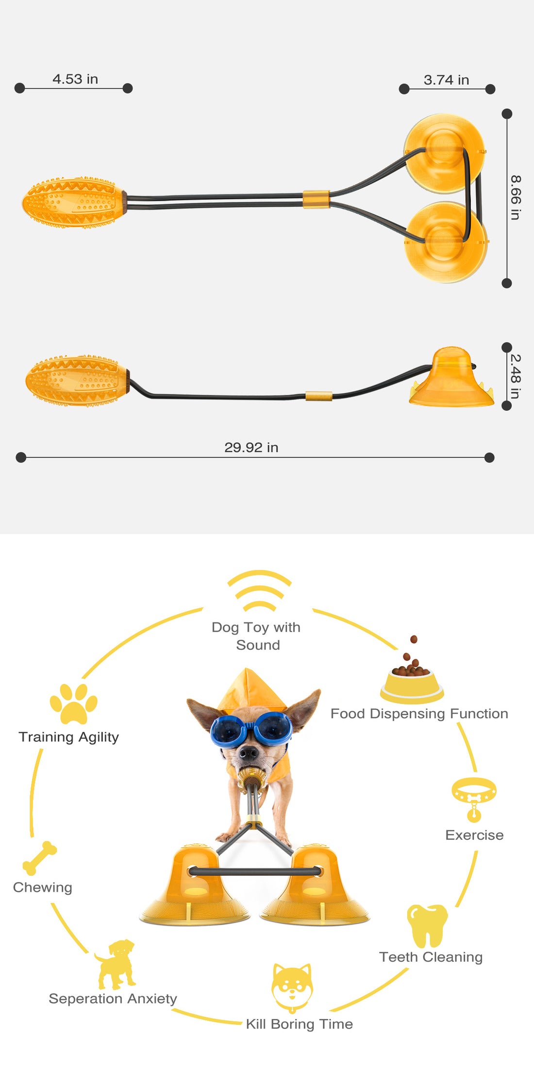 Multifunction Double Rope Ball Suction Pet Chew Toy