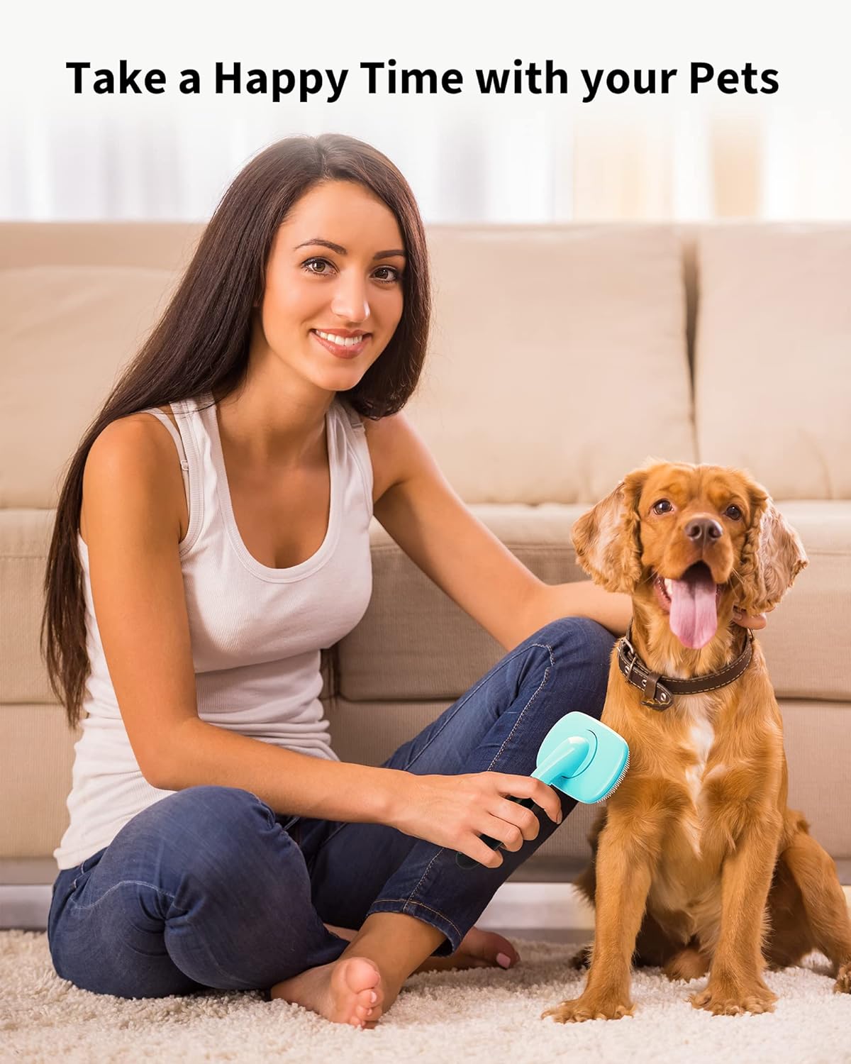 Pet Grooming Shedding Brush For Loose Hair Removal