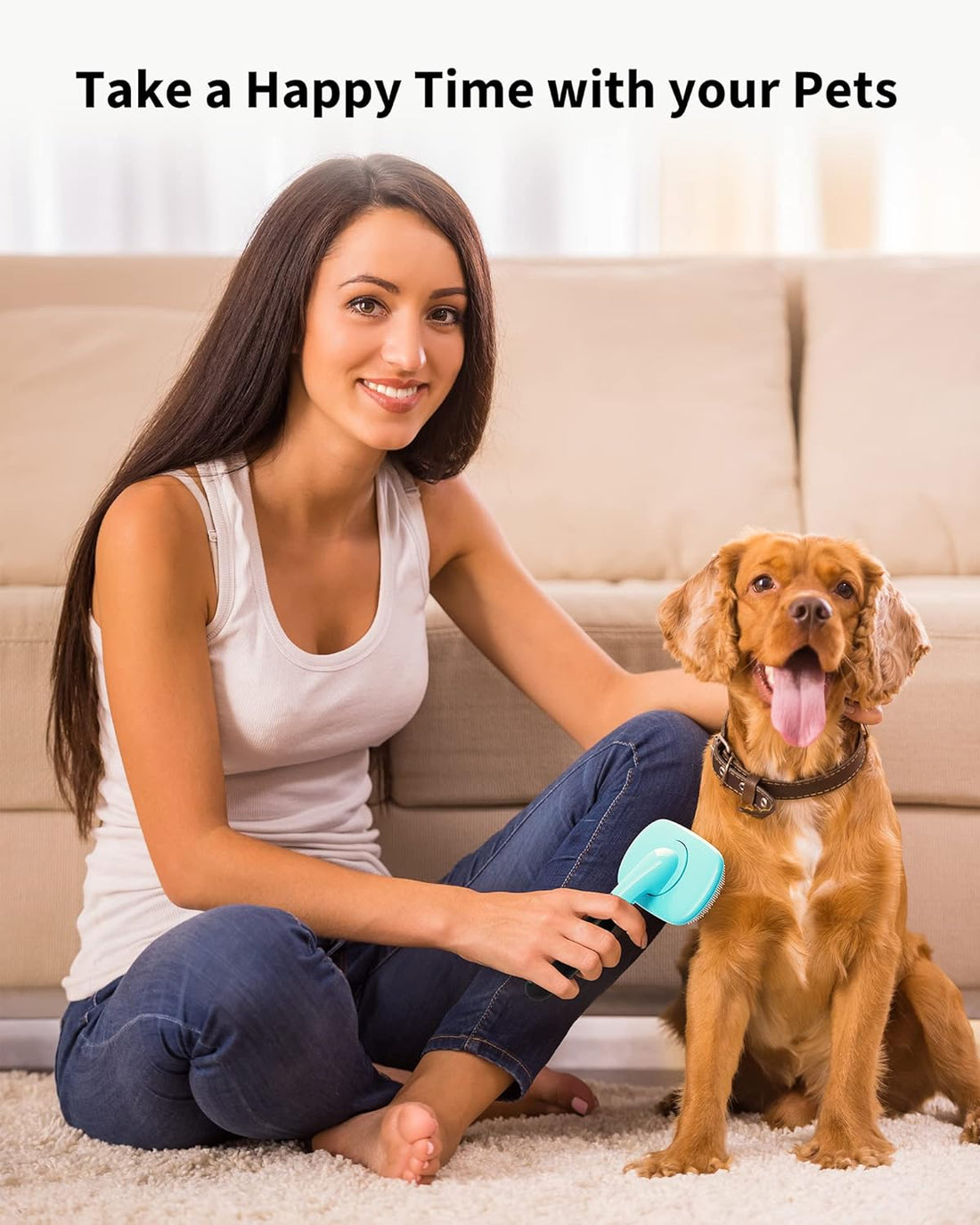 Pet Grooming Shedding Brush For Loose Hair Removal