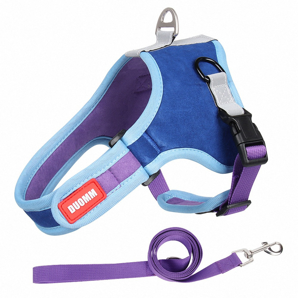 Pet Suede Harness Leash Set For Walking