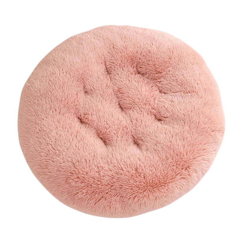 Round Plush Pet Bed Warm Comfortable Sleeping Mat House