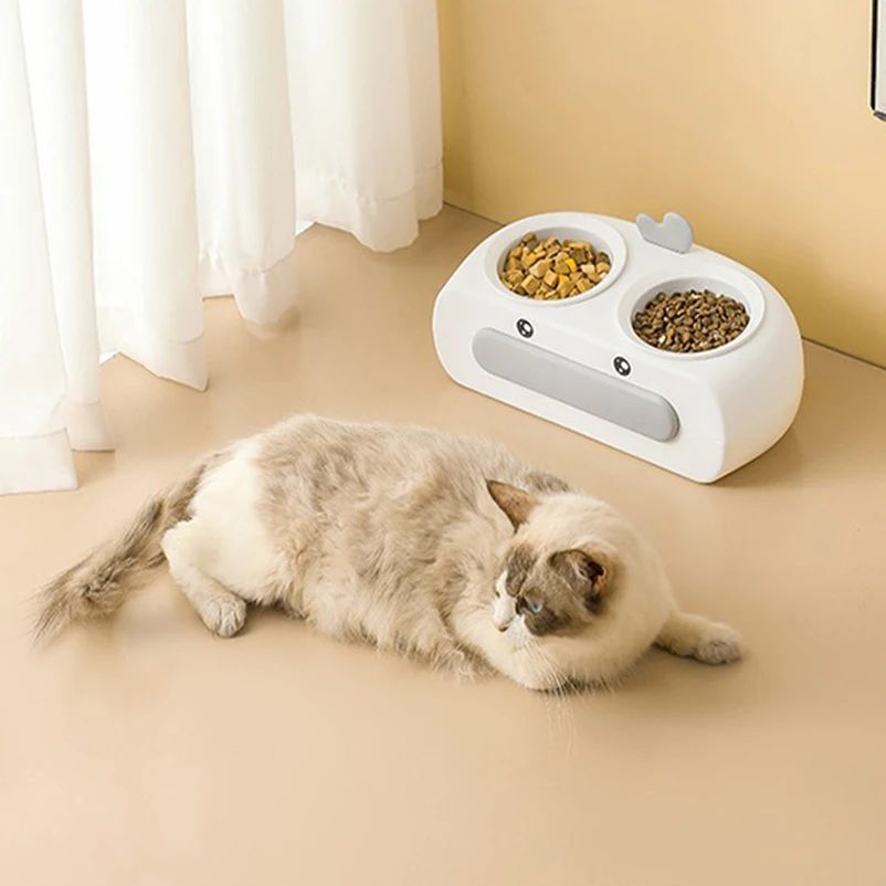 Duck Design Pet Double Bowl Food Water Feeder Tray