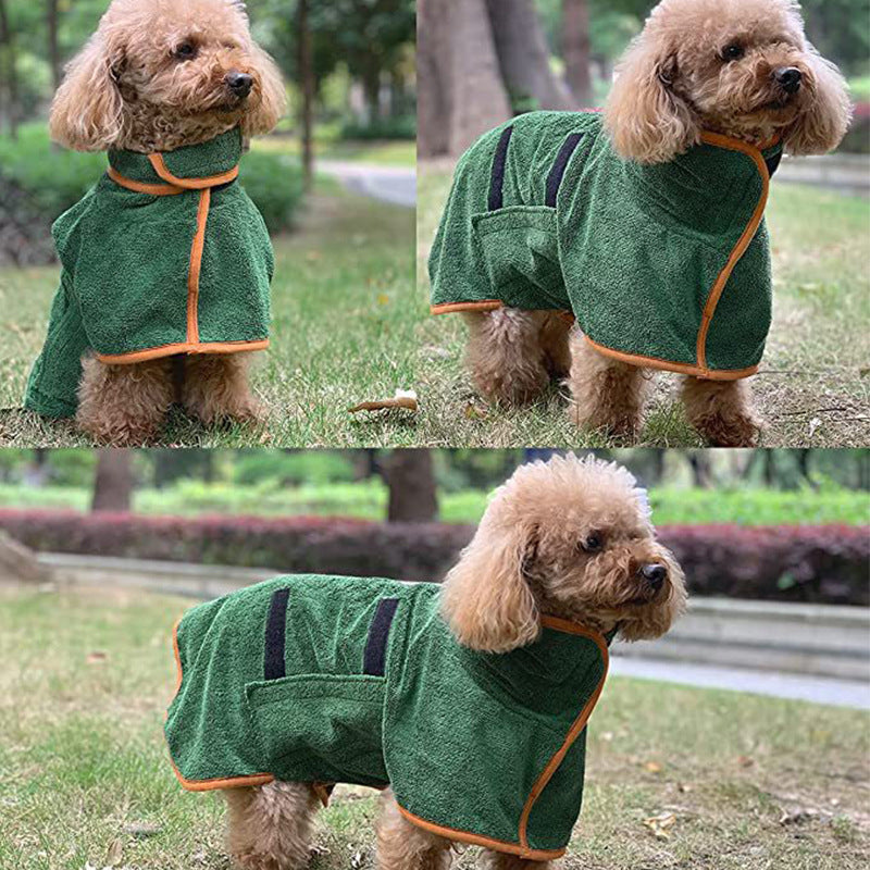 Microfiber Pet Bathrobe Towel Adjustable Soft Absorbent Grooming Coat